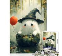 Puzzle da 1000 pezzi Simpatico fantasma in un calderone Giocattolo educativo Ottimo regalo per gioco educativo Adatto per la decorazione della scrivania Dimensioni 38x26cm
