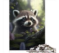 Puzzle da 1000 pezzi simpatico procione puzzle per adulti puzzle in legno puzzle pratico (dimensioni 75x50cm)