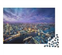 Puzzle da 1000 pezzi "Skyline di Londra al crepuscolo" - Vista notturna aerea di Londra per adulti - Gioco educativo - Bellissima decorazione - di compleanno - 52x38cm
