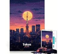 Puzzle da 1000 pezzi "Skyline di Tokyo di notte" per adolescenti, ideale per migliorare la memoria, rilassarsi e creare un'atmosfera magica Decorazione da parete 38x26cm