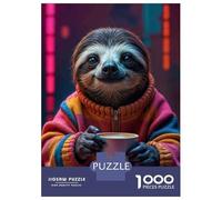 Puzzle Da 1000 Pezzi Sloth in Colorful Sweater Holding Coffee Cup Puzzle Per Adulti Gioco Rompicapo Vacanza A Casa Ammazzare Il Tempo Offerta Come Regalo Per Tutta La Famiglia 70x50cm/1000pcs