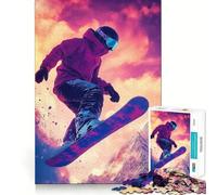Puzzle da 1000 pezzi "Snowboarder a mezz'aria contro la montagna" per adolescenti Puzzle che migliora la memoria, rilassante e compatto, ideale come regalo festivo (38x26cm)