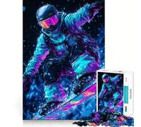 Puzzle da 1000 pezzi "Snowboarder in Neon Lights" per adolescenti, ideale per rafforzare la memoria e il legame familiare, con bordi precisi e un regalo pensato con cura (38x52cm)