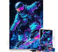 Puzzle da 1000 pezzi "Snowboarder in Neon Lights" per adolescenti, ideale per rafforzare la memoria e il legame familiare, con bordi precisi e un regalo pensato con cura (38x52cm)