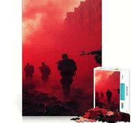 Puzzle da 1000 pezzi "Soldati nel fumo rosso" per adolescenti, ideale per rafforzare la memoria e il legame familiare, con bordi precisi e un regalo pensato con cura (38x26cm)