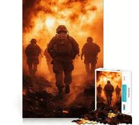 Puzzle da 1000 pezzi "Soldati nel fuoco" per adulti e ragazzi, gioco di abilità, rilassante e divertente, con bordi precisi, ideale come regalo per le festività (38x26cm)
