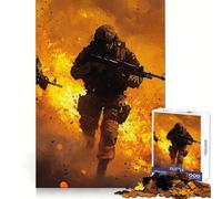 Puzzle da 1000 pezzi "Soldati nel fuoco" per ragazzi, ideale per migliorare la memoria, per un'attività rilassante e informale Ritagli precisi per un'opera d'arte da esporre (38x26cm)