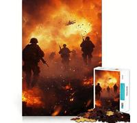 Puzzle da 1000 pezzi "Soldati nella tempesta di fuoco" per adolescenti, gioco di logica mentale, tranquillo, taglio preciso, articolo dei desideri di Babbo Natale (50x75cm)