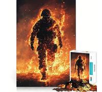 Puzzle da 1000 pezzi "Soldato in fiamme" con bordi perfetti,gioco cognitivo divertente,gioco lento,divertente,decorazione artistica natalizia (38x26cm)