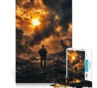 Puzzle da 1000 pezzi "Soldato in una città devastata dalla guerra" per ragazzi, gioco di logica, ideale per momenti di relax, con taglio preciso e pezzi da collezione (38x26cm)