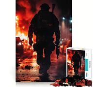 Puzzle da 1000 pezzi "Soldato in zona di guerra" per adolescenti, ideale per rafforzare la memoria e il legame familiare, con bordi precisi e un regalo premuroso (50x75cm)