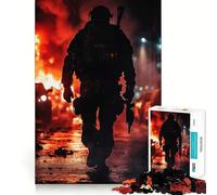Puzzle da 1000 pezzi "Soldato in zona di guerra" per ragazzi, gioco di logica, divertimento rilassante, taglio preciso, regalo artistico (50x75cm)