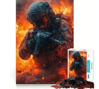 Puzzle da 1000 pezzi "Soldato nel fuoco" per adolescenti, ideale per rafforzare la memoria, rilassante e divertente, con bordi lisci e la lista dei desideri di Babbo Natale (38x52cm)