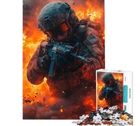 Puzzle da 1000 pezzi "Soldato nel fuoco" per adolescenti sfida educativa decorazione murale gioco rilassante adatto a persone dai 14 anni in su (38x52cm)