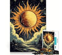 Puzzle da 1000 pezzi "Sole e Luna sulla città" per adulti, gioco di logica e antistress, taglio preciso, regalo perfetto 38x26cm