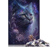 Puzzle da 1000 pezzi Space Cat Flowers, puzzle colorati, regali di Natale per uomini e bambini dai 12 anni in su, regalo di Natale 1000 pezzi (75x50 cm)