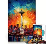 Puzzle da 1000 pezzi "Space Needle" di Seattle per adolescenti, ideale per migliorare la memoria, rilassarsi e divertirsi, con bordi precisi Regalo creativo (50x75cm)