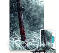 Puzzle da 1000 pezzi "Spada insanguinata sotto la pioggia",attività divertente e stimolante per la mente,ideale per rilassarsi e divertirsi,regalo di compleanno 50x75cm