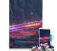 Puzzle da 1000 pezzi "Spada Magica" con dettagli rosso neon gioco rompicapo rilassante e stimolante per l'intelletto ideale come regalo per tutta la famiglia 38x52cm