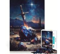 Puzzle da 1000 pezzi "Spada nella Roccia - Paesaggio Fantasy" per adulti, rompicapo, gioco rilassante, taglio perfetto, regalo memorabile 38x26cm