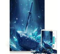 Puzzle da 1000 pezzi "Spada sotto il cristallo" per adolescenti, rompicapo, attività per la casa, taglio premium, articolo da sogno di Babbo Natale 38x26cm