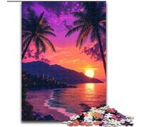 Puzzle da 1000 pezzi "Spiaggia al tramonto", puzzle da 1000 pezzi, rompicapo impegnativo, serata di giochi in famiglia (dimensioni 26x38cm)