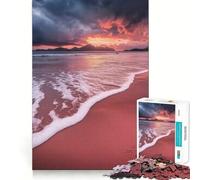 Puzzle da 1000 pezzi "Spiaggia al tramonto rosa" per adolescenti, gioco di logica, calma mentale, qualità, regalo di Natale (50x75cm)