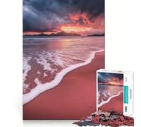 Puzzle da 1000 pezzi "Spiaggia al tramonto rosa" per adolescenti, stimola la memoria, ideale per il tempo libero a casa, per assemblare immagini e creare un regalo delizioso (38x52cm)
