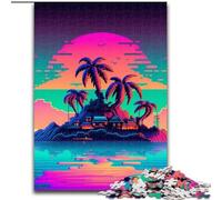 Puzzle da 1000 pezzi "Spiaggia Isola" in legno, idea regalo unica per decorare la casa fai da te, 50x75cm, stimolante e divertente, attività per famiglie