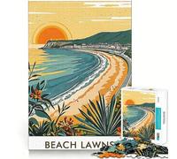 Puzzle da 1000 pezzi Spiaggia,prato,tramonto,taglio liscio,gioco cognitivo,regalo per momenti di relax,regalo di compleanno (38x52cm)