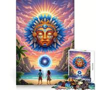 Puzzle da 1000 pezzi "Spiaggia tropicale con dio del sole e portale" per adulti, ideale per lo sviluppo cognitivo, il tempo libero e il divertimento Bordi nitidi Regalo speciale (38x52cm)