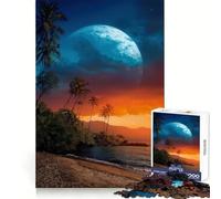 Puzzle da 1000 pezzi "Spiaggia tropicale con luna gigante" per ragazzi Puzzle che stimola la logica, ideale per il tempo libero e per un assemblaggio preciso Regalo perfetto (38x26cm)