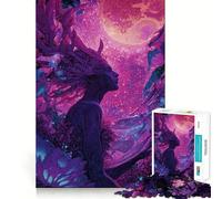 Puzzle da 1000 pezzi "Spirito mistico della foresta sotto una luna rosa" per adolescenti ideale per rafforzare la memoria perfetto per il tempo libero a casa con bordi puliti e un regalo prezioso