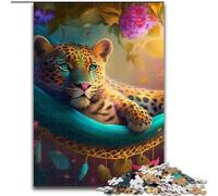 Puzzle da 1000 pezzi "Splendido leopardo" in legno,regalo perfetto per genitori,amanti e amici - età 14+,dimensioni 50x75cm,ideale per arredare la casa,allenare la mente e come regalo per le feste