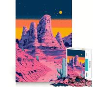 Puzzle da 1000 pezzi,splendido paesaggio desertico retrò sintetico al tramonto,arte minimalista,gioco di giunture precise,stimolante per la mente,gioco rilassante,regalo di compleanno (38x26cm)