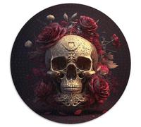 Puzzle da 1000 pezzi, splendido puzzle rotondo a forma di teschio, 1000 pezzi, decorazione artistica fai da te, regalo di compleanno perfetto, 67,5x67,5 cm