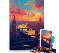 Puzzle da 1000 pezzi "Splendido tramonto a Londra" Gioco di precisione per il gioco cognitivo e di assemblaggio Gioco per il tempo libero Regalo di Natale (50x75cm)