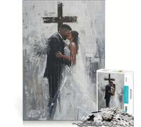 Puzzle da 1000 pezzi "Sposi sotto la croce" - Gioco interattivo per allenare mente e mani con pezzi a incastro di forma casuale 38x26cm
