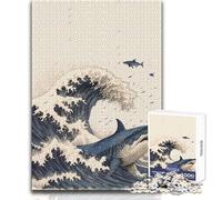 Puzzle da 1000 pezzi Squalo in Giappone Grande onda Un modo rilassante per riempire il tempo libero Giocattolo da gioco con taglio preciso e costante Dimensioni 38x52cm