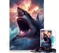 Puzzle da 1000 pezzi "Squalo nella tempesta cosmica" per adolescenti, ideale per migliorare la memoria, rilassare la mente e creare opere d'arte nitide 50x75cm
