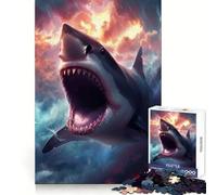 Puzzle da 1000 pezzi "Squalo nella tempesta cosmica" per ragazzi, gioco di logica semplice, svago facile, taglio perfetto, regalo di compleanno 38x26cm
