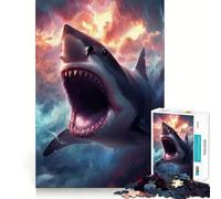 Puzzle da 1000 pezzi "Squalo nella tempesta cosmica" per ragazzi, gioco di logica semplice, svago facile, taglio perfetto, regalo di compleanno 38x26cm