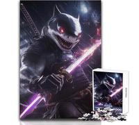 Puzzle da 1000 pezzi, squalo, samurai, guerriero, animale, rilassante, solitario, momento tranquillo, taglio preciso, giocattolo da gioco, dimensioni 38x26cm
