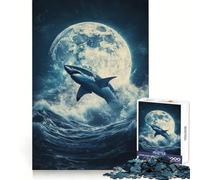Puzzle da 1000 pezzi "Squalo sulla Luna" per adulti, gioco di puzzle rilassante e di facile comprensione, decorazione murale 50x75cm