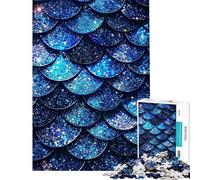 Puzzle da 1000 pezzi Squame blu glitterate Gioco avvincente per coltivare la pazienza Gioco educativo per divertimento in famiglia Idee regalo (dimensioni 38x26cm)