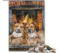 Puzzle da 1000 pezzi Staffordshire Bull Terrier che arrostisce il fuoco, gioco di attività per famiglie per adolescenti, rompicapo fai da te per la casa (dimensioni 50x75cm)