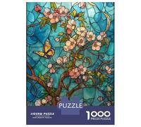 Puzzle Da 1000 Pezzi - Stained Glass Floral Butterfly Art Puzzle Gioco Rompicapo Decorazione Da Parete Offerta Come Regalo Per Tutta La Famiglia 38x26cm/1000pcs