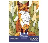 Puzzle Da 1000 Pezzi Stained Glass Fox in Nature Puzzle Per Adulti Gioco Pratico Sfida Difficile Interazione Genitore-figlio 52x38cm/1000pcs