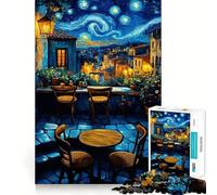 Puzzle da 1000 pezzi "Starry Night Cafe Terrace" per adulti, gioco stimolante per la mente, ideale per il gioco di gruppo, con incisioni chiare e un'immagine deliziosa 38x26cm