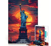 Puzzle da 1000 pezzi "Statua della Libertà al tramonto" per adolescenti, ideale per stimolare la memoria, calmare la mente e creare un'opera d'arte nitida e da collezione 50x75cm